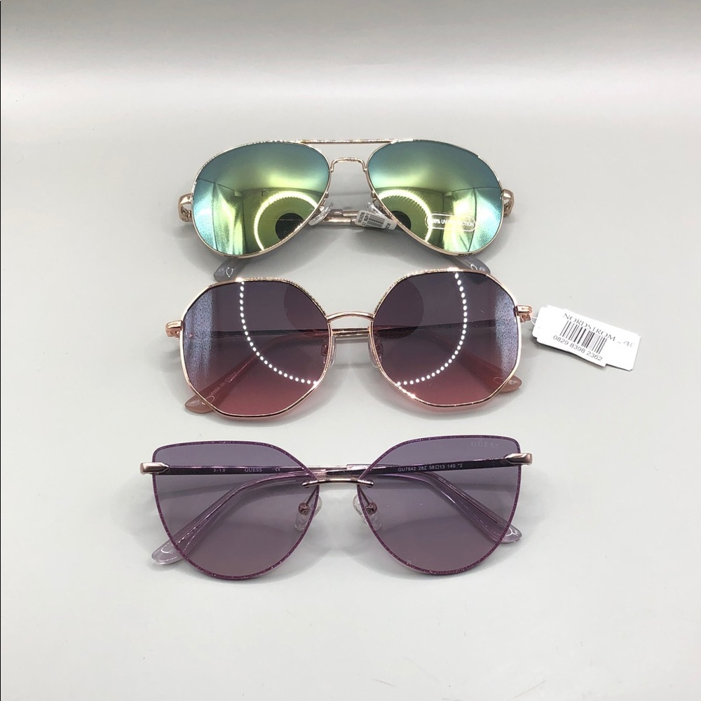 Bundle 3 new trendy sunglasses LOFT Guess Nordstrom aviator cat eye geometric.